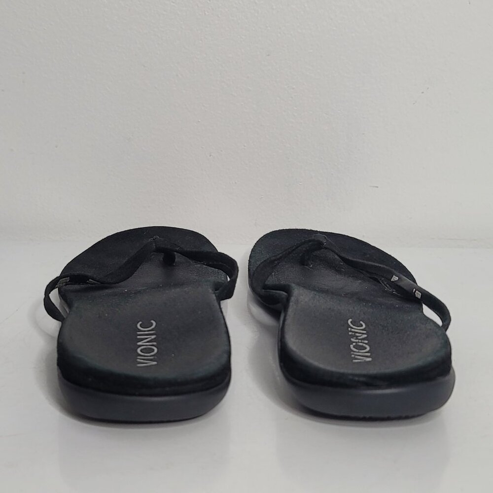 Vionic Orthaheel Womens 344 Corfu‎ Size 9 Black Velvet Thong Flip Flops Sandals - Picture 4 of 8
